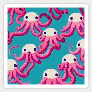 Pink Octopus Dancers - Super Cute Colorful Cephalopod Pattern Sticker